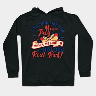 Copy of Funny 4th of July Hot Dog Wiener Comes Out Adult Humor Gift Hoodie